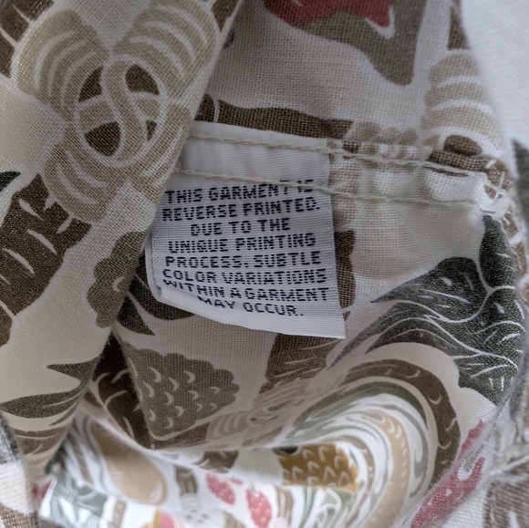 💘 REYN SPOONER Hawaiian Fruits Short Sleeves Button Up Aloha Shirt Size L - Picture 5 of 5